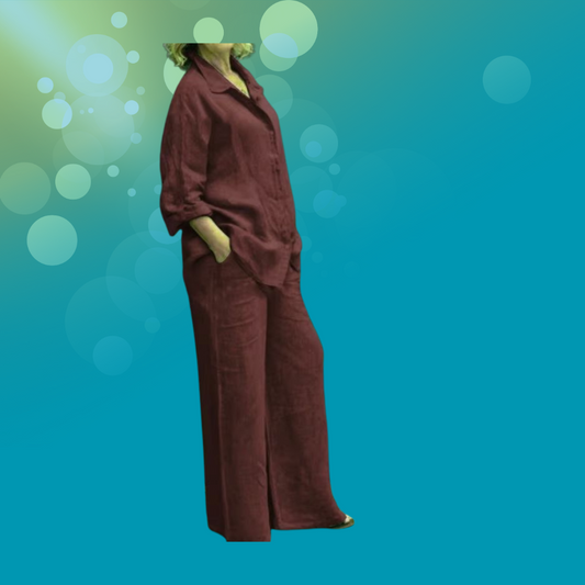 Ensemble femme en lin bleu ciel